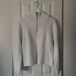 Simons Cream Half-Zip Turtleneck Sweater